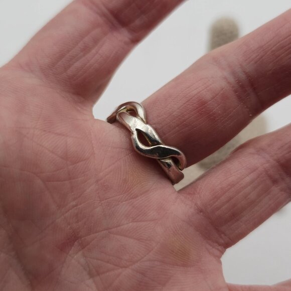 Size 9 Sterling Silver Thick Handmade Woven Unisex Ring A2384 - Picture 3 of 7